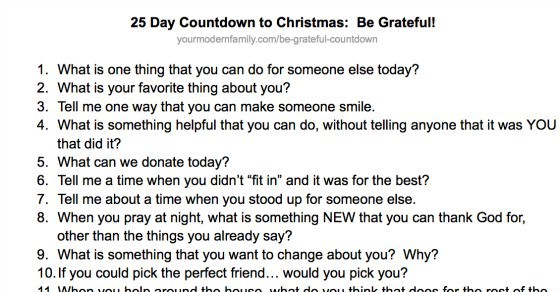 25 Day Countdown to Christmas: Be Grateful! - Your Modern Family