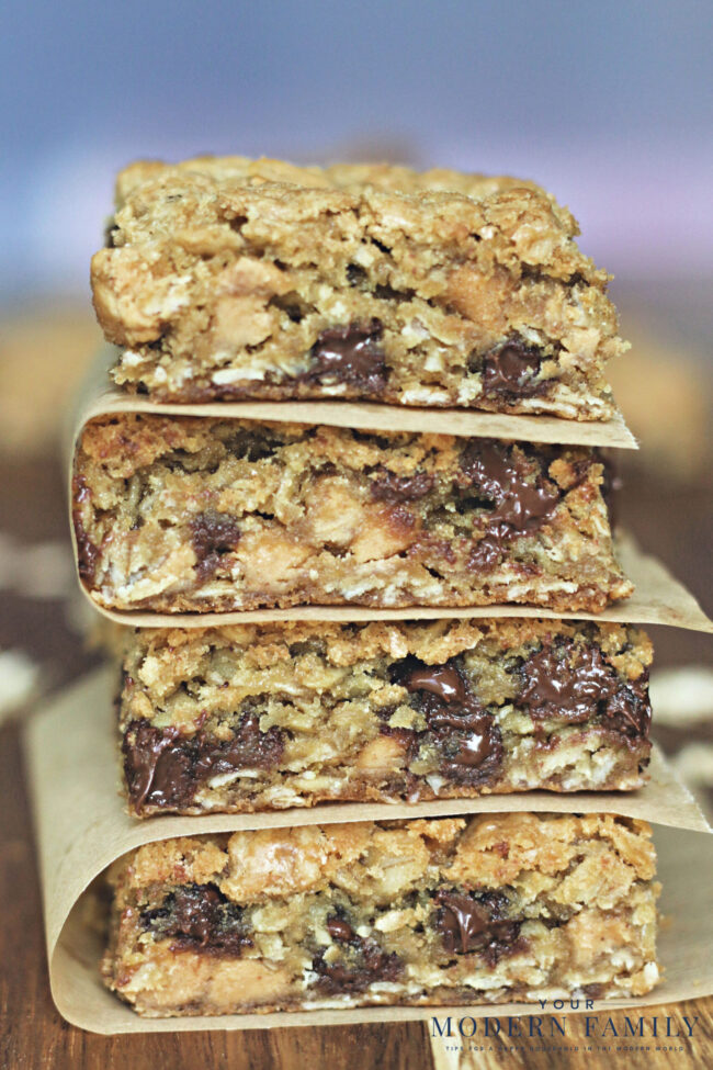 Chocolate Peanut Butter Oatmeal Bars — perfect snack! - Your Modern Family