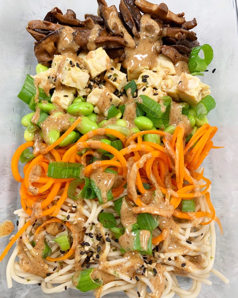 Cold Tempeh Noodle Bowl with Peanut Dressing - Working Mom Magic