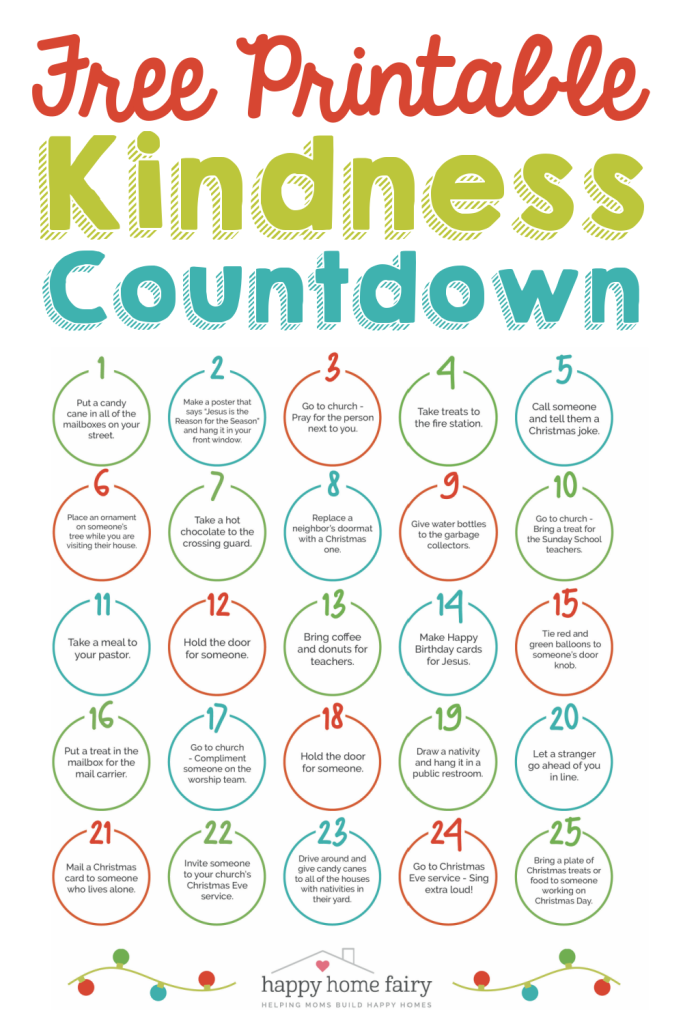 JOYServe - Advent Christmas Kindness Countdown - FREE Printable - Happy Home Fairy