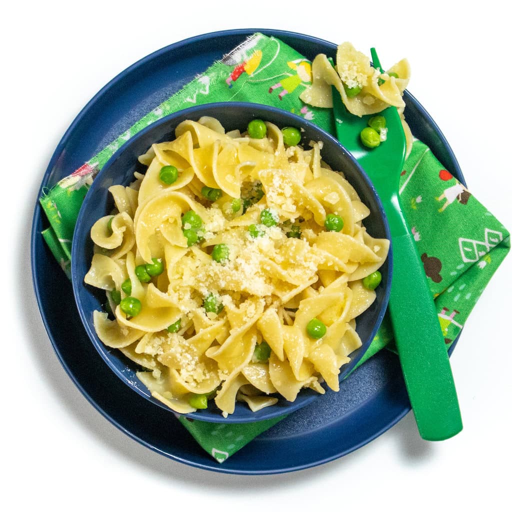 Kid-Requested Butter Noodles with Peas & Parmesan | Baby Foode