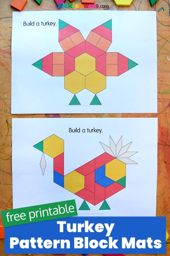 Pattern Block Turkeys - Free Printable