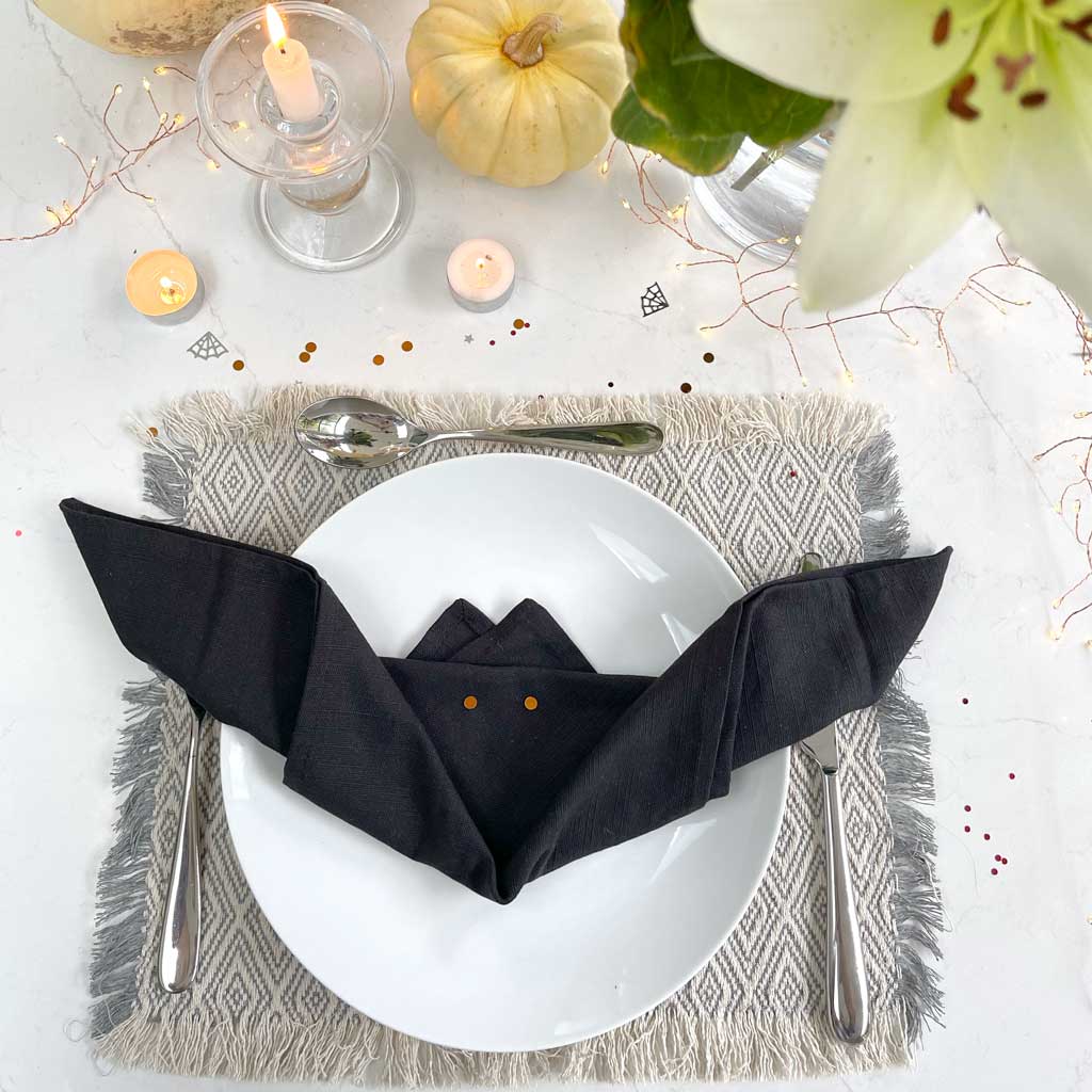 Step By Step Fold a Bat Halloween Napkin