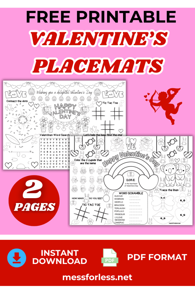 Free Printable Valentine's Placemats