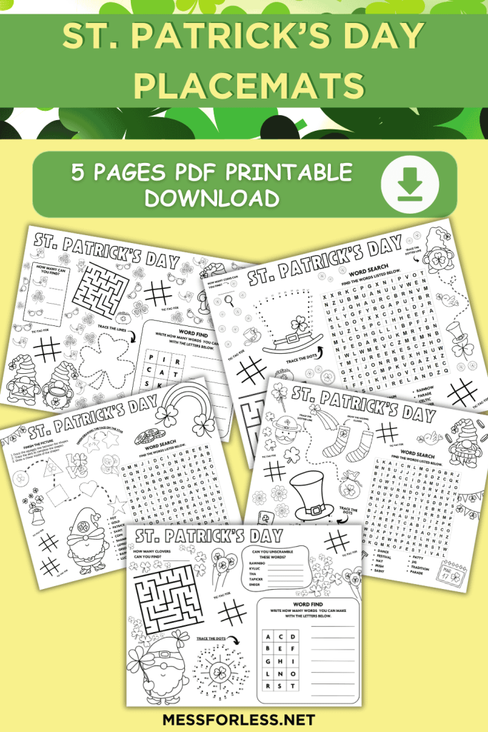 Free Printable St Patrick's Day Placemats